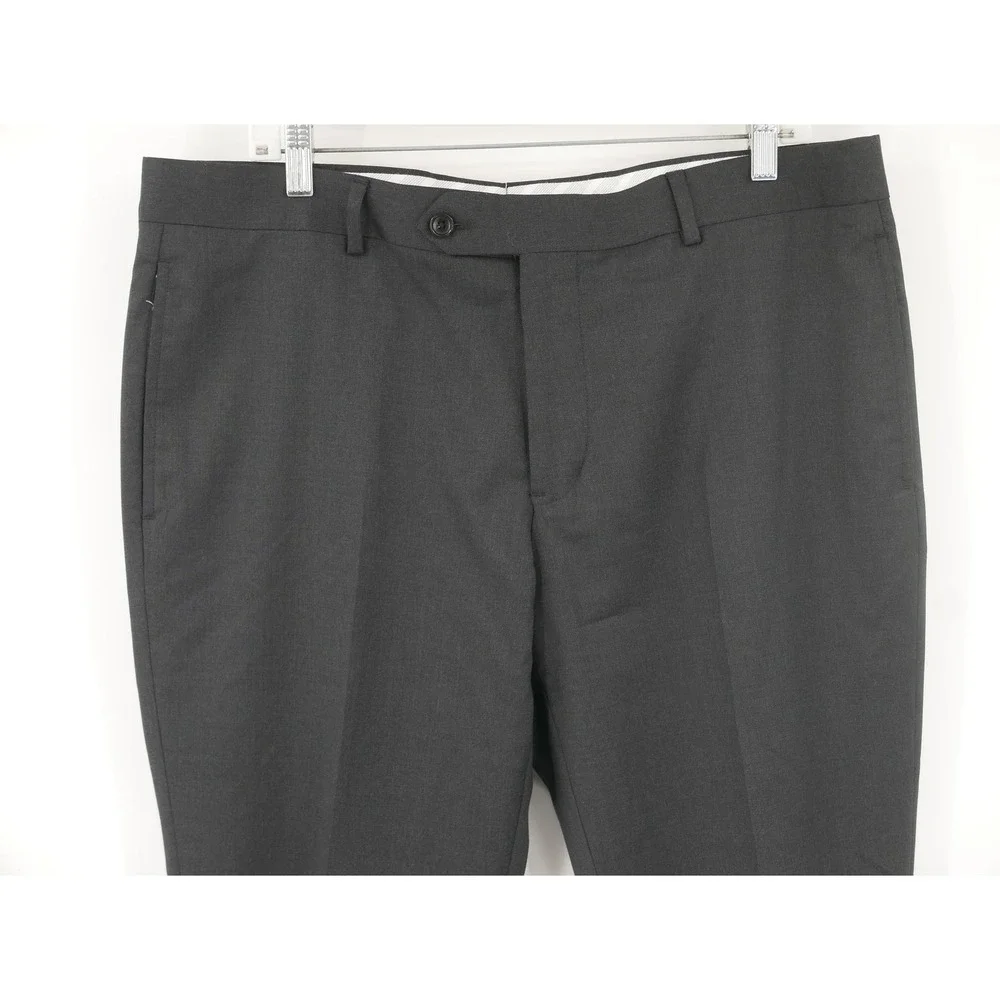 Brooks Brothers 1818 Dress Pants Gray Wool Blend Slim Flat Front Men's 36x30